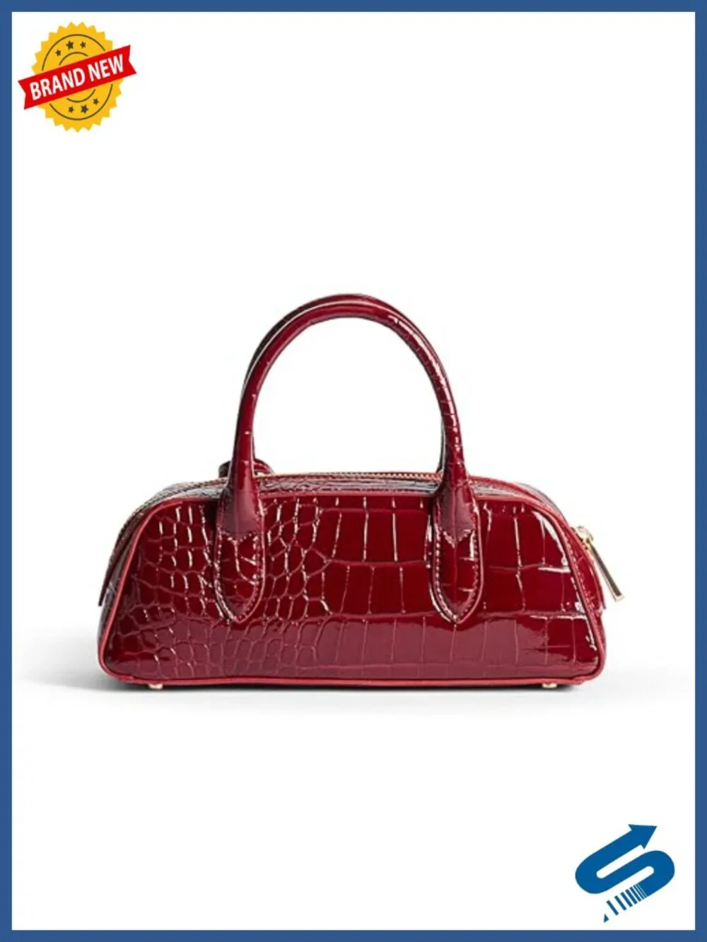 Satchel Mini Bowler Bag with Lock Charm and Double Zip